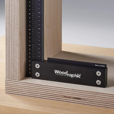Pro Grade Precision Square Ruler For Marking And Measuring In Carpentry - 4 Inch Aluminum Frame Tool on wooden surface