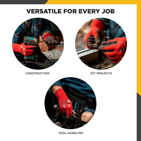 FX3 Nitrile Coated Grip Work Gloves For Tough Jobs, Tear And Abrasion Resistant in construction, DIY, and tool handling
