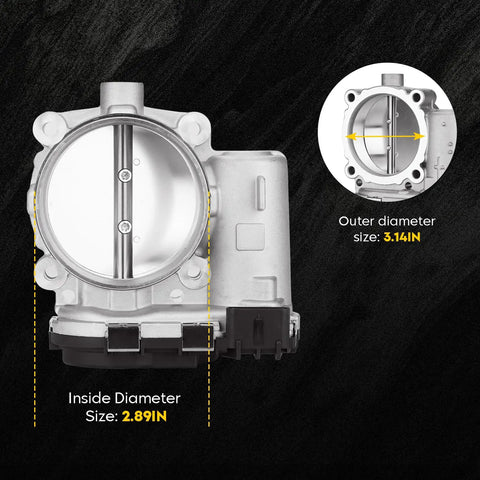 Electric Throttle Body Replacement for Dodge Avenger Challenger Charger 3.6L Jeep Cherokee 3.2L Grand Cherokee Wrangler 3.6L Ram 1500 ProMaster 1500 2500 3500 2011 To 2022 Drop In Direct Fit Plug And Play, showing size dimensions