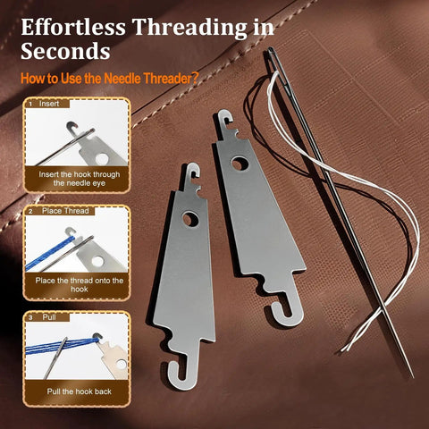 Illustration showing needle threader from Mini Travel Sewing Kit For Adults And Beginners Big Eye Steel Needles For Easy Threading 43 Piece Hand Sewing Set In Ultra Compact Pocket Case Grab And Go Convenience Great For Quick Repairs DIY Craft Projects And Mending