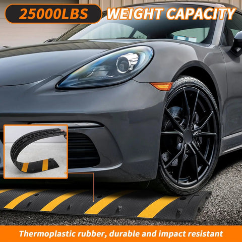6 Ft Rubber Speed Bumps 2 Pack Heavy Duty Driveway Ramp for Gravel Road and Parking Lot Asphalt Protect Cables and Hoses
