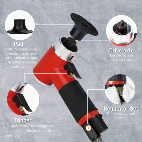 Tiny But Mighty Mini Air Powered Orbital Sander Kit 2 Inch Right Angle Surface Prep Tool With 41 Roll Lock Discs