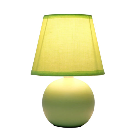 Yellow Mini Ceramic Globe Table Lamp With Matching Fabric Shade, Cozy Dorm Vibe Or Living Room Accent Light, 8.66 Inch Tall, 5.51 Inch Shade Diameter