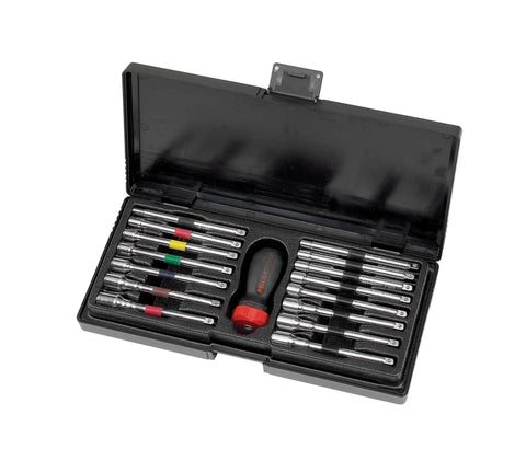 16 Piece Ratcheting Nutdriver Set With SAE And Metric Bits Featuring GearDriver Interchangeable Shafts And Handles for tight spaces