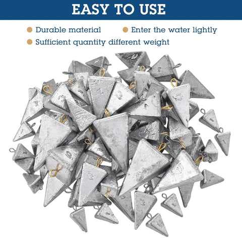 18 Piece Pyramid Fishing Weights Set, 8 Oz Triangle Sinkers For Saltwater, Surf, And Bass Casting Gear pile