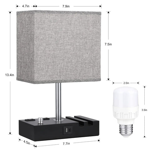 Bedside Table Lamp With 3 Color Temperatures And Adjustable Brightness USB C And USB A Charging Ports LED Bulb Included No Brainer