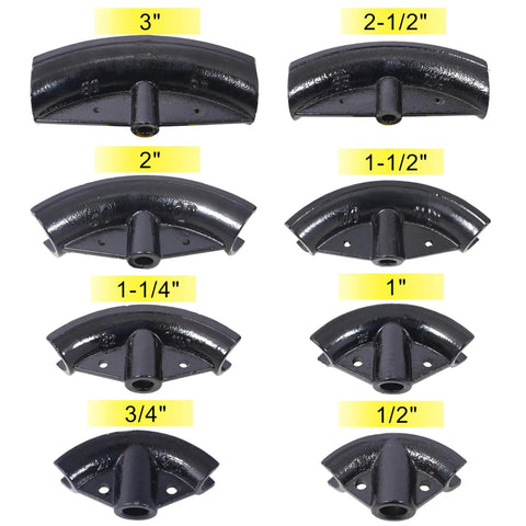 Eight dies for Heavy Duty 16 Ton Manual Hydraulic Pipe Bender with sizes from 1/2 to 3 inch for automotive exhaust fabrication