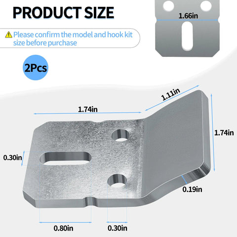 Hella Sturdy Wall Mounted Sink Bracket And Hook Kit Replacement Parts for Secure Bathroom Installation, showing detailed size dimensions.