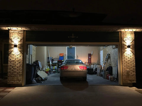 Two Pack LED Square Up And Down Outdoor Wall Lights Aluminum Weatherproof Sconces 3000K Warm White lighting a garage