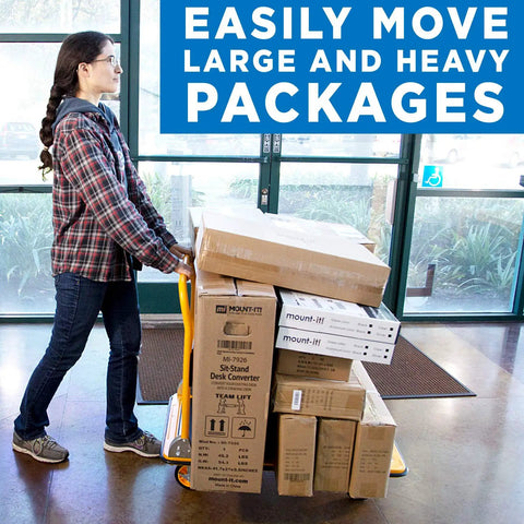 Heavy Duty Folding Hand Truck Dolly Featuring A Rock Solid 660 Pound Weight Capacity And Easy Glide 360 Swivel Casters Foldable Flatbed Cart for moving boxes and packages indoors.