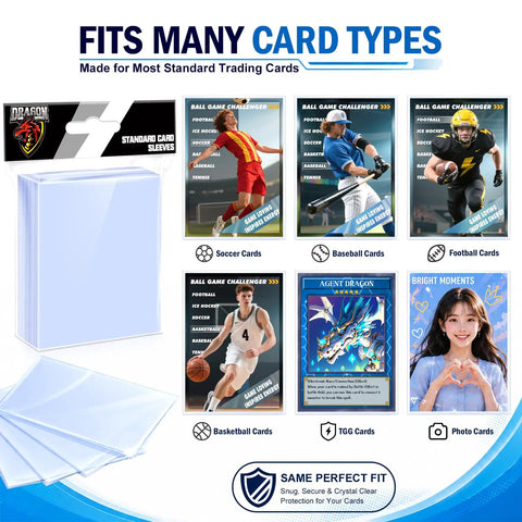 Hella Bulk 1000ct Clear Penny Sleeves For Trading Cards Offers Wicked Shielding For Your Collection Top shelf, standard sleeves for various sports cards.