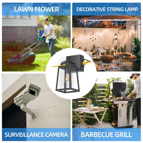 Super Durable Dusk To Dawn Porch Lights Packed With Two Outlets That Are Waterproof And Anti Rust In Black Finish