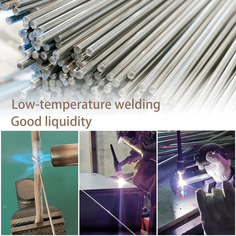 55 Pcs Aluminum Brazing Rods And Welding Rods Low Temperature Easy Melt No Flux Required Salt Coated Aluminum Alloy Core Universal Welding Rod 0.08 In By 13 In Great No Hassle For Auto And Home Aluminum Repairs close-up view.