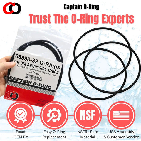 Three Pack Replacement O Rings For 3M AP801 AP801C AP802 And KemFlo 5000 And 10000 Series Water Filter Housings 68898 32 68898 31 Leak Repair Kit package with individual O-rings