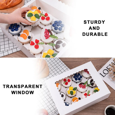 Six Pack Cupcake Boxes With Windows Hold Twelve Cupcakes Bakery Grade Cardboard Containers For Easy Transport And Presentation