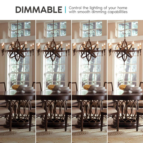 Chandelier with Vintage Candelabra LED Bulb 60W Equivalent 550 Lumens 3000K Soft White Dimmable for ceiling fixtures