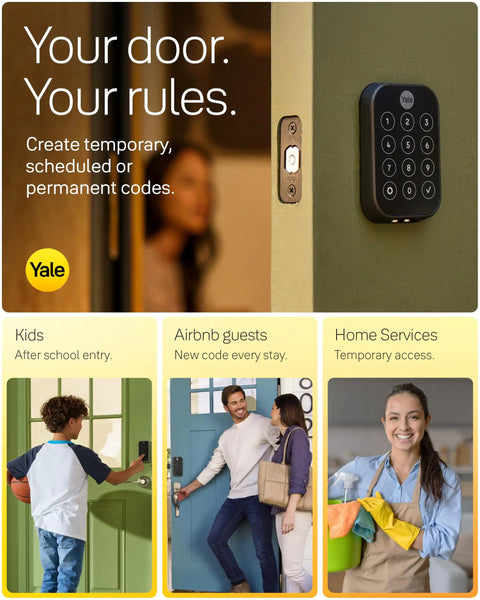 Wireless Keyless Entry Smart Deadbolt Featuring Responsive Touchscreen Keypad And Seamless WiFi Integration For Solid Home Security With A Matte Black Finish on a front door.