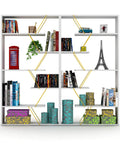 Books and decor on Six Tier Wall Corner Storage Shelf For Bedroom - Industrial Bookcase Style Bookshelf With Open Wood Frame