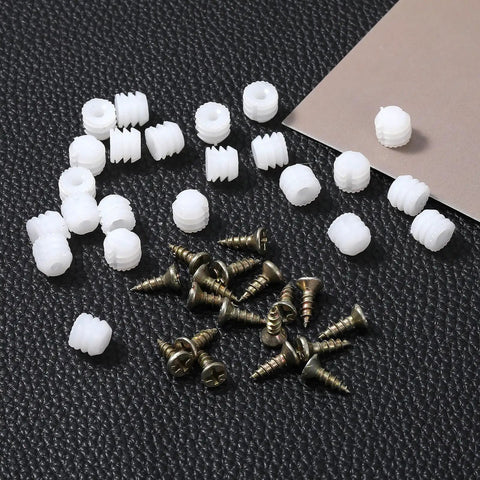 Solid Household Gear Including Twenty Five Plastic Dowel Inserts And Hinge Mounting Screws With Pre Inserted Nuts for DIY repairs.