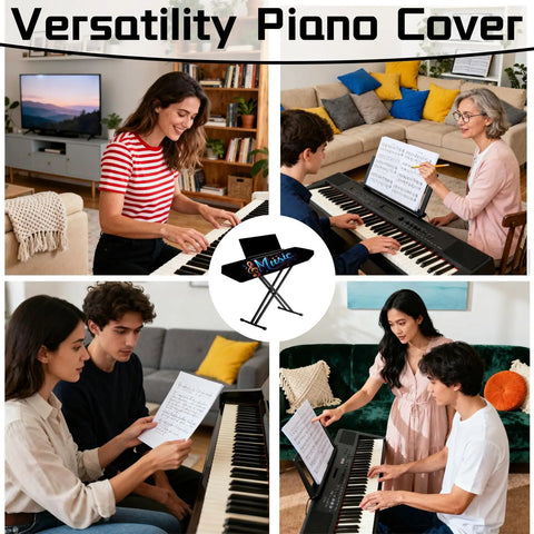 Stretchy Spandex 88 Keys Piano Keyboard Dust Cover With Durable Elastic Cord Universal Fit For Digital Keyboards Protects Against Dust, Dirt, And Wear, Extends Instrument Life For Home Studio Or Stage shown in use