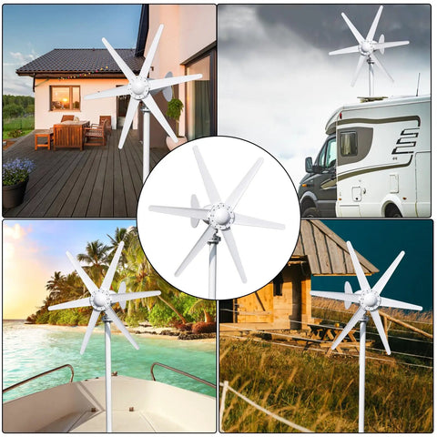 12V And 24V 800W Wind Turbine Kit With Controller And Six Blades Ultra Low Start Speed One Meter Per Second on home, RV, boat