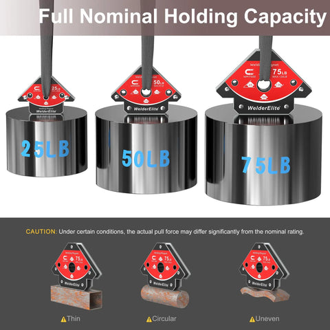 Six Magnet Welding Set With 2x25Lb 2x50Lb 2x75Lb Arrow Holder For 45 Degree 90 Degree 135 Degree Alignment on steel cylinders