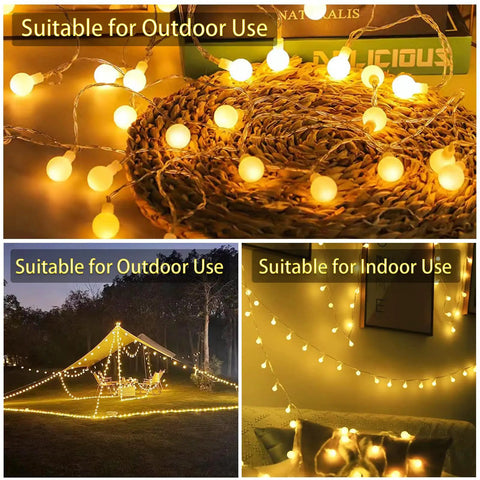 Globe String Lights With 50 LED Warm White USB Powered Remote Control 8 Modes 23 Ft Fairy Lights for indoor and outdoor use