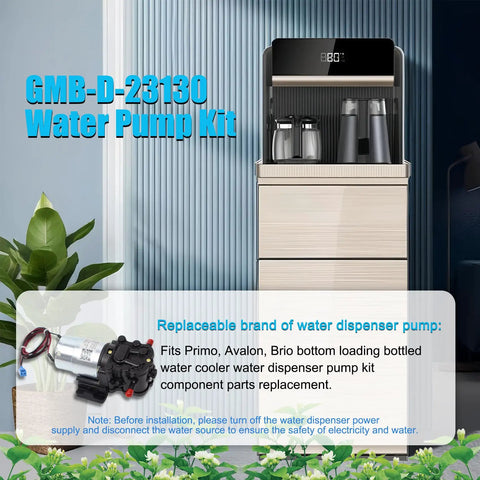 Water Pump Kit for Primo, Avalon, and Brio Bottled Water Dispensers, 12V DC, 0.32 GPM, Replacement DP005A2, Easy DIY Install, Fix Slow or No Water Flow, Keeps Your Water Cooler Pumping, kit with pump and tubes