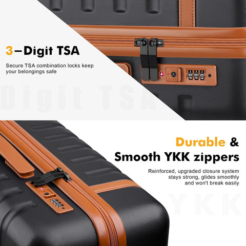lightweight spinner luggage set with TSA lock and YKK zippers