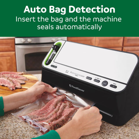 Heavy Duty 2 In 1 Vacuum Sealer Machine With Automatic Bag Detection sealing meat with an easy auto-bag insert feature.
