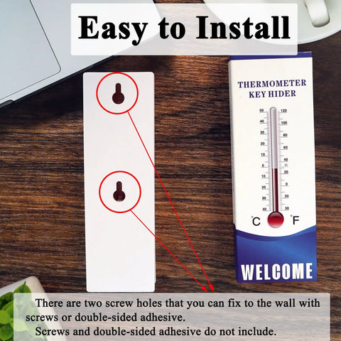 Outdoor Thermometer Key Hider Safe Box Hidden Key Locker For Spare House Keys Weatherproof Secret Compartment Stash Box