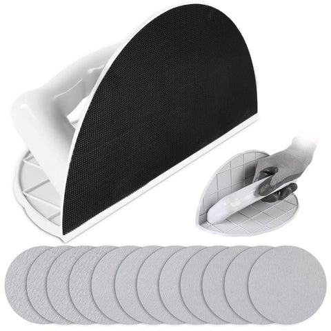 Semi Circular Corner Sander Kit With Hook And Loop Backing, 12 Piece 9 Inch Sanding Discs Set 120 180 240 Grit For Tight Corners And Flat Walls