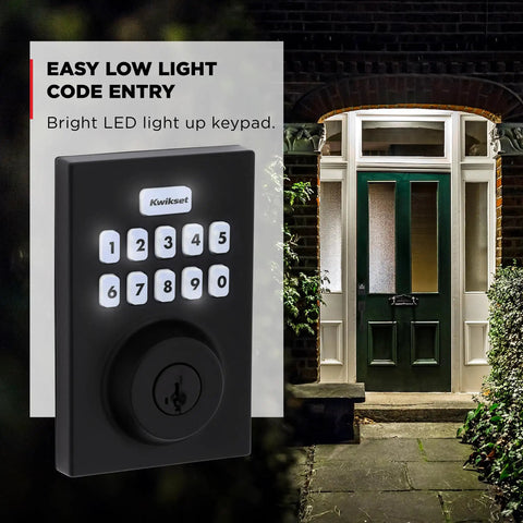 Slick Matte Black Electronic Deadbolt Door Lock With 10 Button Keypad for Zero Fuss Keyless Entry with LED illuminated keypad.