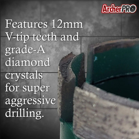 Close-up of a 5 Inch Aggressive Diamond Turbo Core Drill Bits V Tip for Concrete with laser welded segments