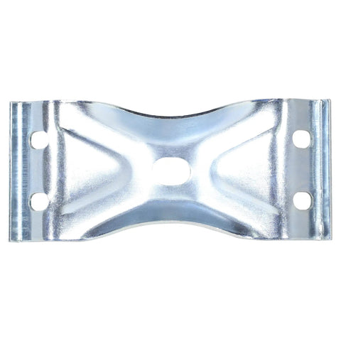 Heavy Duty Zinc Plated Steel Surface Mount Corner Bracket For Table Aprons And Frames Two Inch Tall By Four Inch Wide, close-up view.