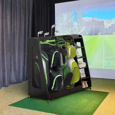 Heavy-Duty Golf Bag Storage Rack That Holds 3 Stand Bags And 14 Plus Clubs With Built In Slots For Balls Shoes And Gear Indoor