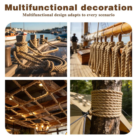 One And A Half Inch Thick Natural Jute Rope 50 Feet Long Built Tough Heavy Duty Twisted Manila Style Nautical Rope decor