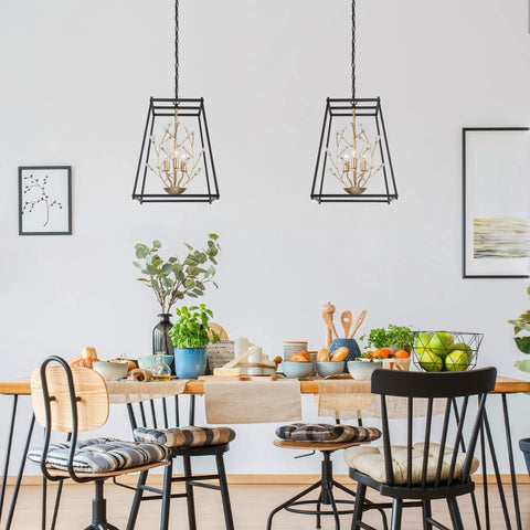 Black And Gold Crystal Farmhouse Chandelier Pendant With Adjustable Chain For Bedroom Dining Room Foyer Entryway And Kitchen Island 15 Inch Diameter A Boss Statement Light For Modern Homes hanging over dining table