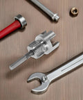 Heavy Duty Electric Drill Pipe Threader For Ppr Pipes Crafted From Durable Carbon Steel, detailed components on wooden surface.