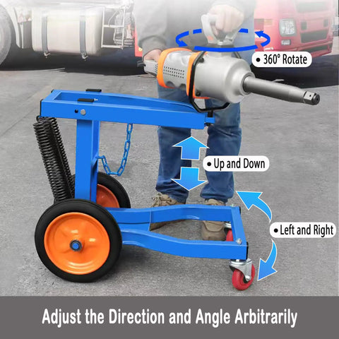 Skip The Back Pain With This Smooth Rolling 1 Inch Air Impact Gun Holder Truck Tire Service Cart Heavy Duty Wrench Support Stand in action