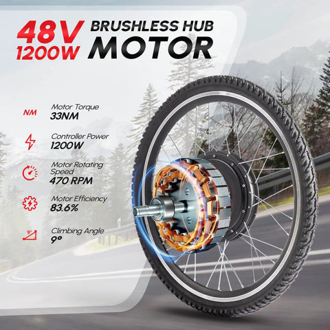 Dope 26 Inch Front Wheel Electric Bike Conversion Kit 48V 1200W Hub Motor With Three Mode Controller PAS Twist Throttle