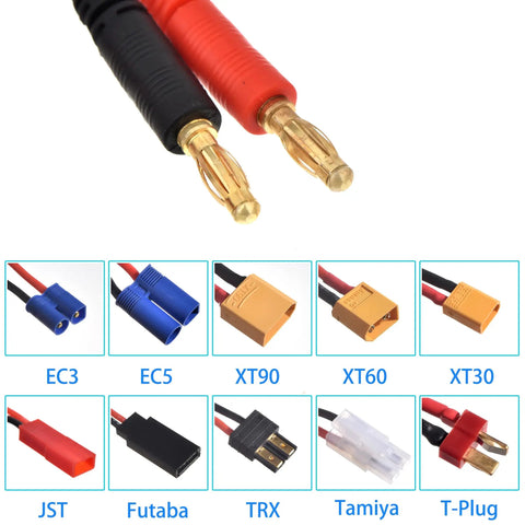 10 In 1 RC Battery Charger Adapter Cable With Balance Board For 2S To 6S LiPo Batteries Converts To 4.0mm Banana Plug And Powers JST XH XT60 XT90 EC3 EC5 Tamiya Futaba TRX Connectors