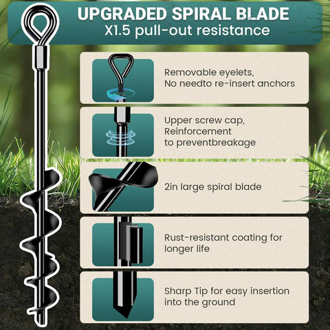 Badass Heavy Duty Spiral Ground Anchors For Mobile Homes Backyards And Sheds Tough As Nails Carbon Steel Tie Down Kit with upgraded spiral blade.