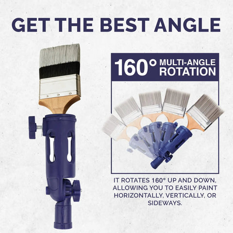 Multi Angle Paint Brush Extender Pole Kit With Rotating Head And Secure Grip for precise painting angles shown with blue handle.