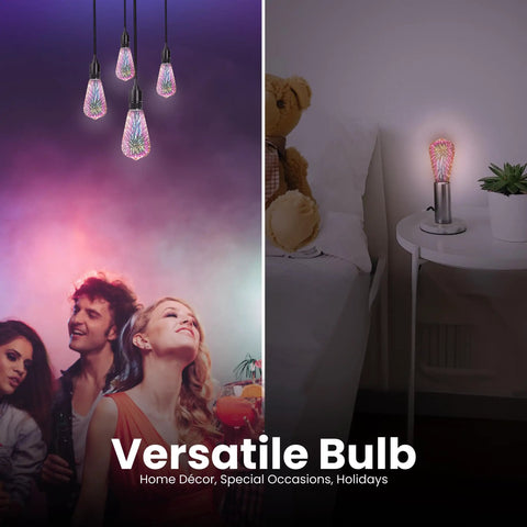 Infinity 3D Fireworks Multicolor LED Bulb for Party Vibes Prism ST19 Style LED Bulb used in party and bedroom settings