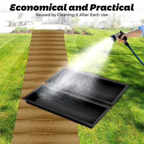 Concrete Molds 2 Pack Walk Path Paver Molds 23.42 x 7.48 x 1.77 Inches Stepping Stone Forms With Wood Grain Cement Pattern