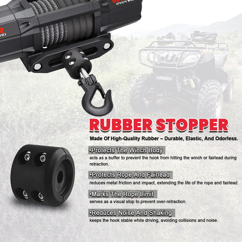 Trail Boss 6000 Lbs UTV Winch Waterproof Electric Recovery Beast with rubber stopper and hook, designed for off-road use.