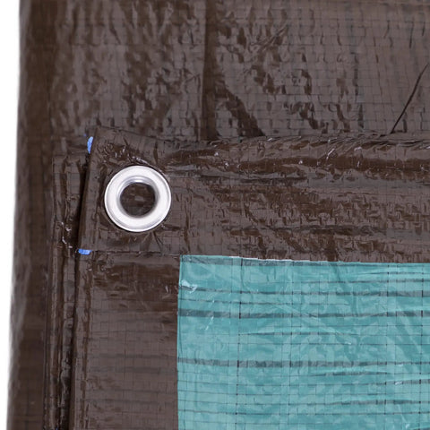 Heavy Duty All Purpose Poly Tarp 25 By 40 Ft 5 Mil Waterproof Reversible Brown And Green Outdoor Cover with grommet detail
