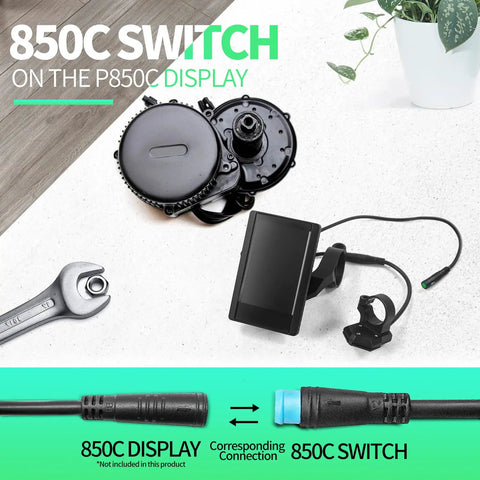P850C Color Display Button Switch For Mid Drive Ebikes BBS01 BBS02B BBSHD, Plug And Play 4 Pin Blue Plug, 10.5cm Cable