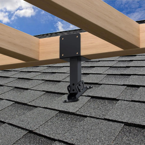 Heavy Duty 4X4 Roof Riser Brackets With 180 Degree Adjustable Angle For Pergola Roof Black Metal Brackets For Patio Cover Gazebo And Wood Posts 3 Pack